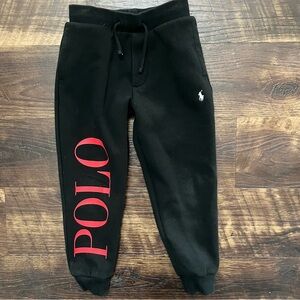 Polo Ralph Lauren boys black Spellout double knit jogger sweatpants size 5T